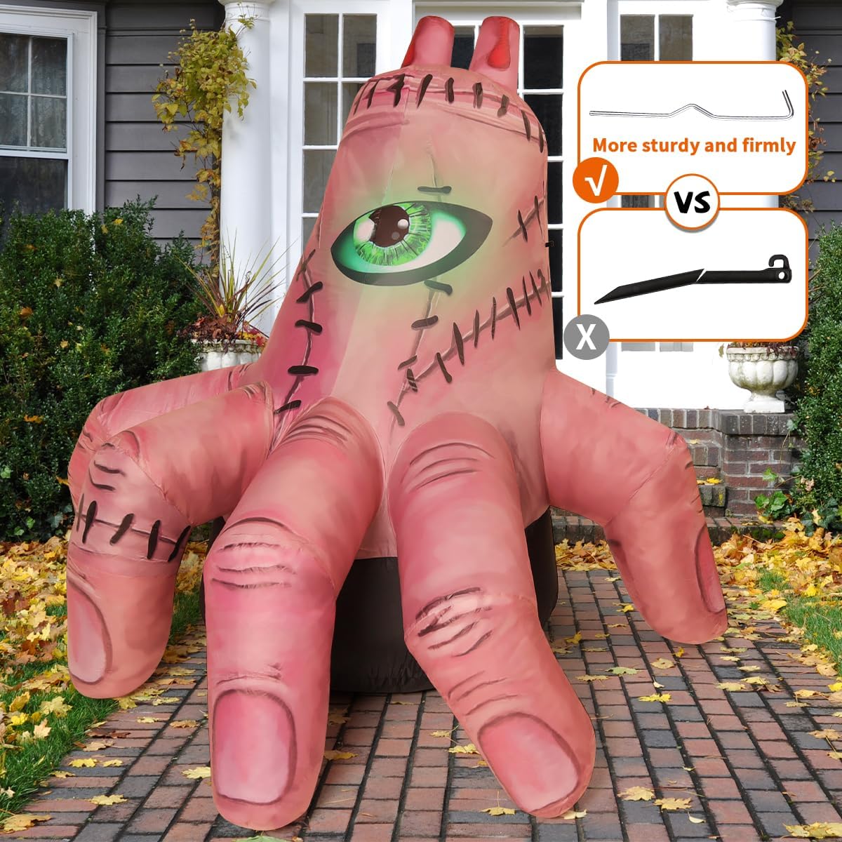 GOOSH 6 FT Halloween Inflatables Decorations Blow Up Yard Scary Giant Hand with Built-in LEDs