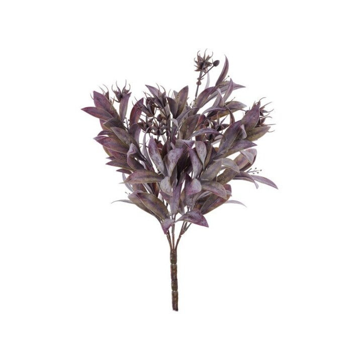 Fall Purple Leaf Bush 16&#x22; | Artificial Plastic Foliage Stem for Wreaths &#x26; Arrangements-FG642781