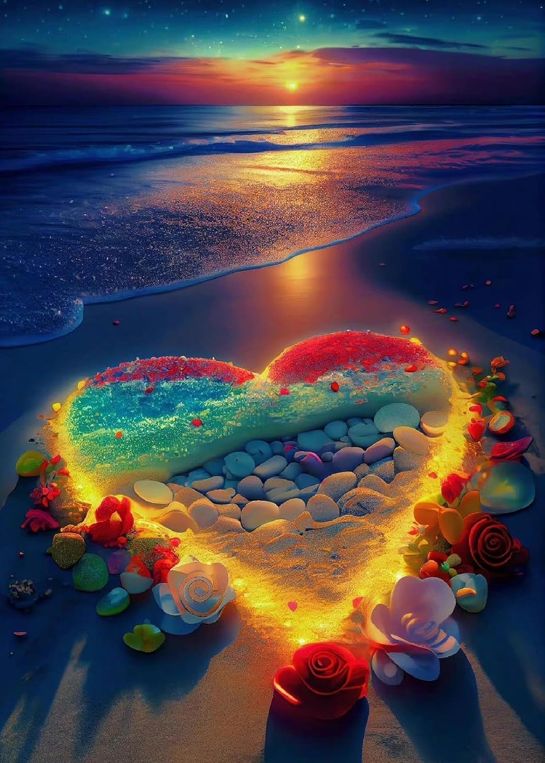 Diamond Painting Kits for Adults, Love Beach 5D DIY Diamond Art Kits Full Drill Diamond Dots for Wall Decor and Relaxation Gem Arts