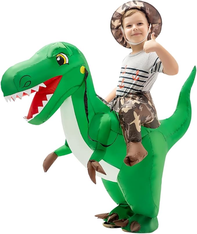 GOOSH Inflatable Dinosaur Halloween Costume Riding T Rex Air for Kids and Adults