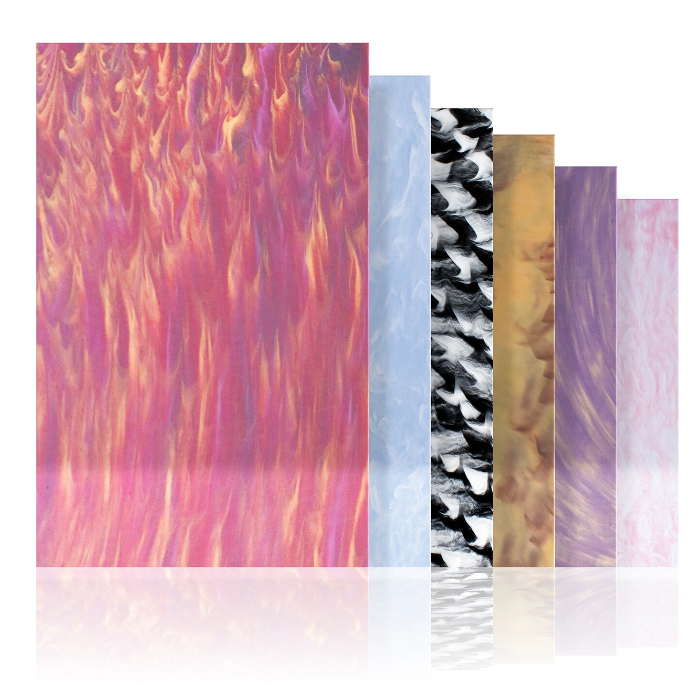 WaterColor Acrylic Variety Pack, Glowforge Ready, 6 Sheets, 1/8th", 12"x19", Cast Acrylic, Craft Closet Brand