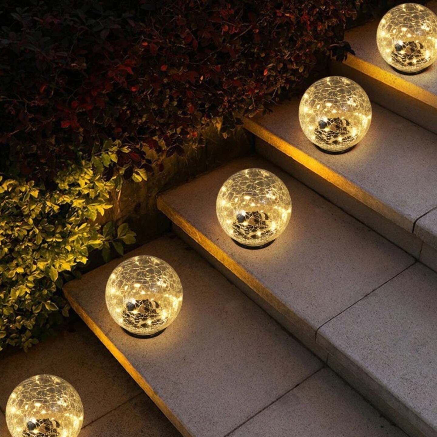 Solar Globe Cracked Glass Ball Lights Outdoor Waterproof