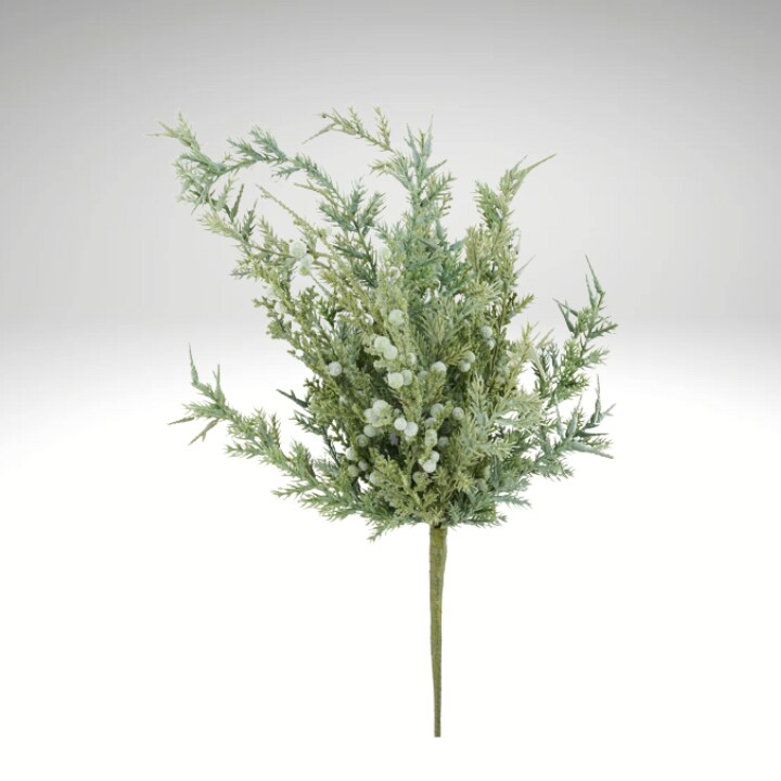 15&#x22; Artificial Juniper Bush | Winter Greenery Stem with Faux Berries-XX7874
