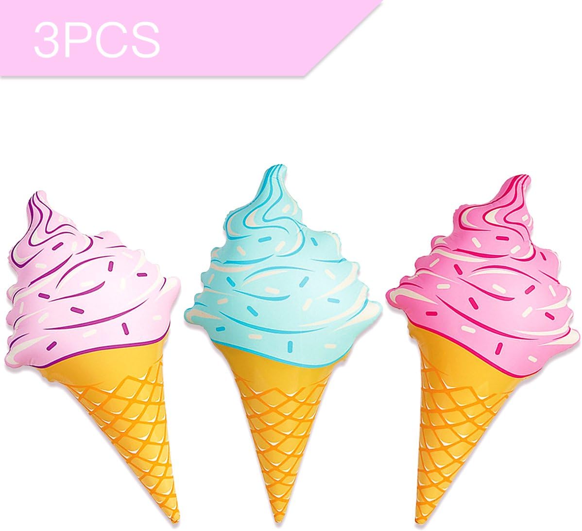 Giant Inflatable Ice Cream Cone for Summer Party (36 Inches, Pack of 3)