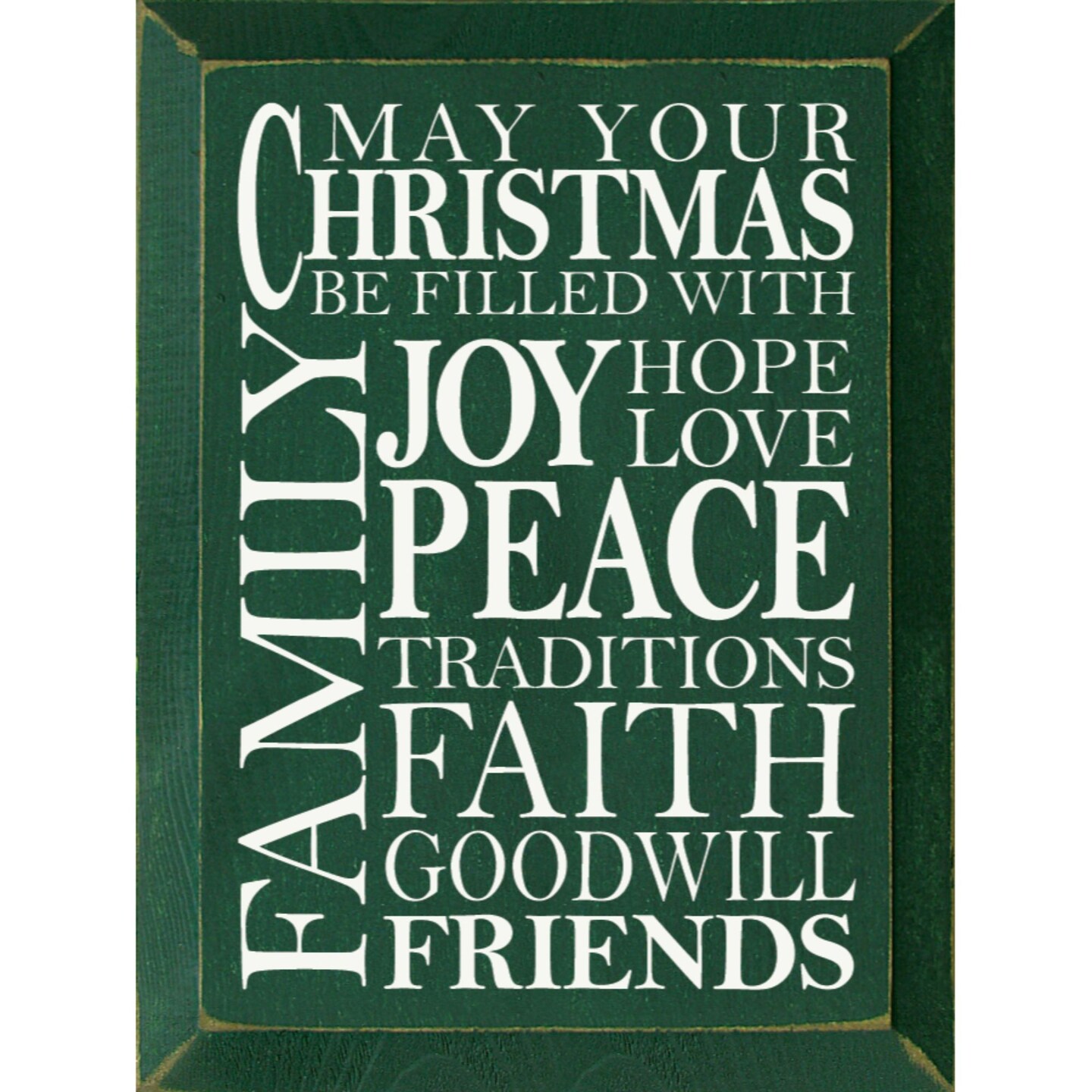 Contemporary Home Living 12" Green and White Rectangular Filled With Joy Christmas Wood Sign