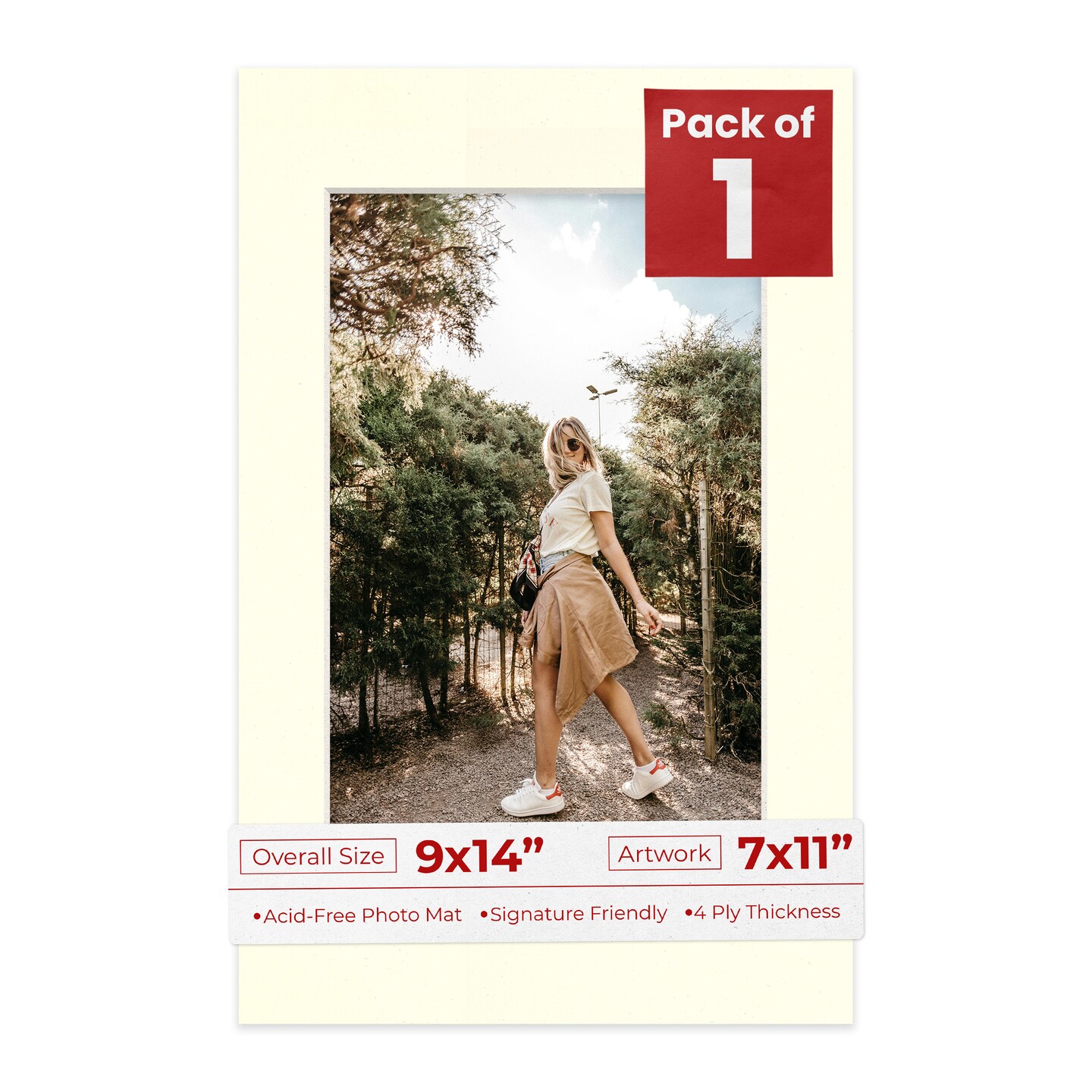 Cream Linen Mat Board for 9x14 Frames - Fits 7x11 Photos, Color: White ...