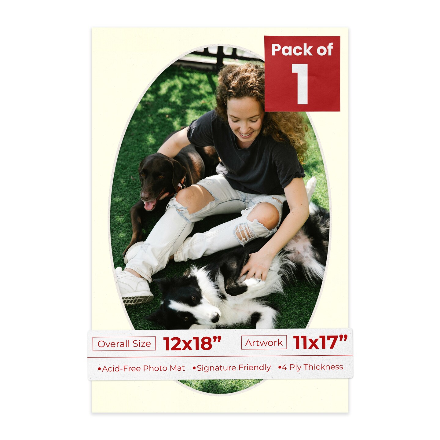 Cream Linen Mat Board for 12x18 Frames - Oval Opening for 11x17 Photos