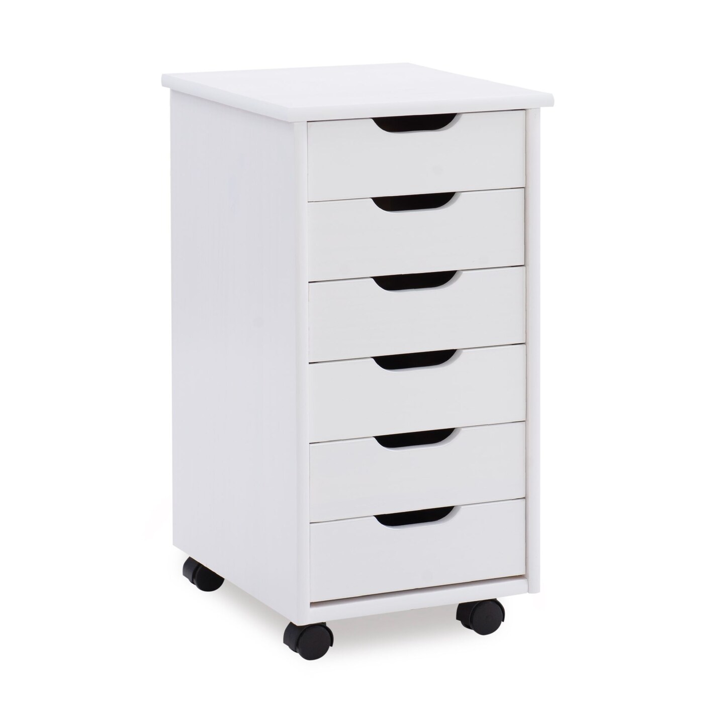 Contemporary Home Living 26&#x201D; White Rolling Storage Cabinet with 6 Drawer