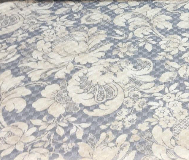 1 Yard Quilted Shale Grey Damask Fabric for Upholstery Drapery Projects 54 Inch Width