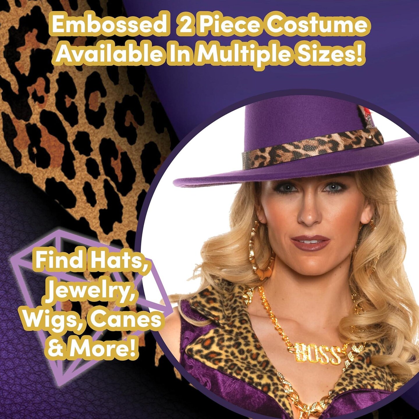 UNDERWRAPS Sexy Velvet Pimp Costume - 70s Disco Outfits for Women, Halloween Costume Large