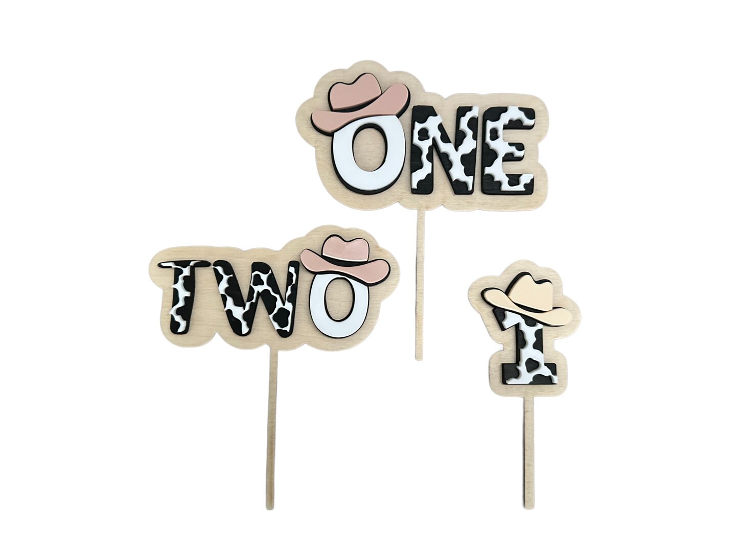 Cowboy Hat Cake Toppers Wood and Acrylic Cake Toppers Matching