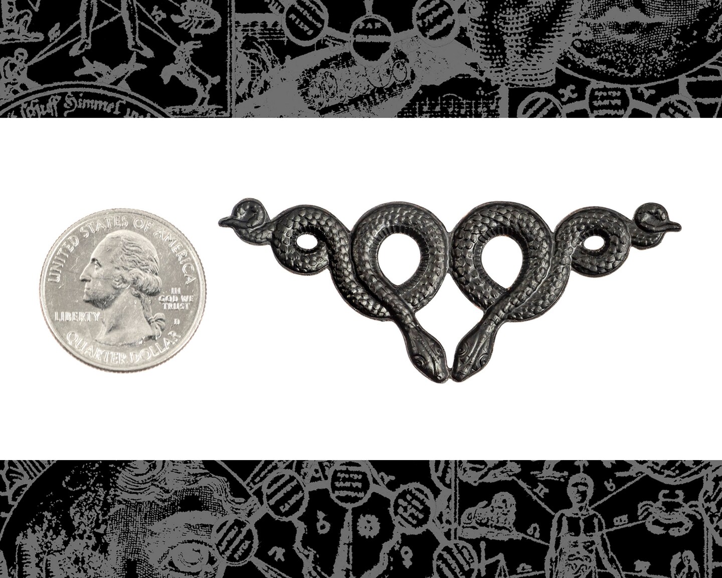 Black Plated Brass Finish Double Snake Centerpiece Pendant Stamping - BB-P24