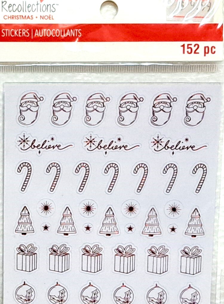 Recollections Christmas Icons & Phrases Clear Foiled Stickers