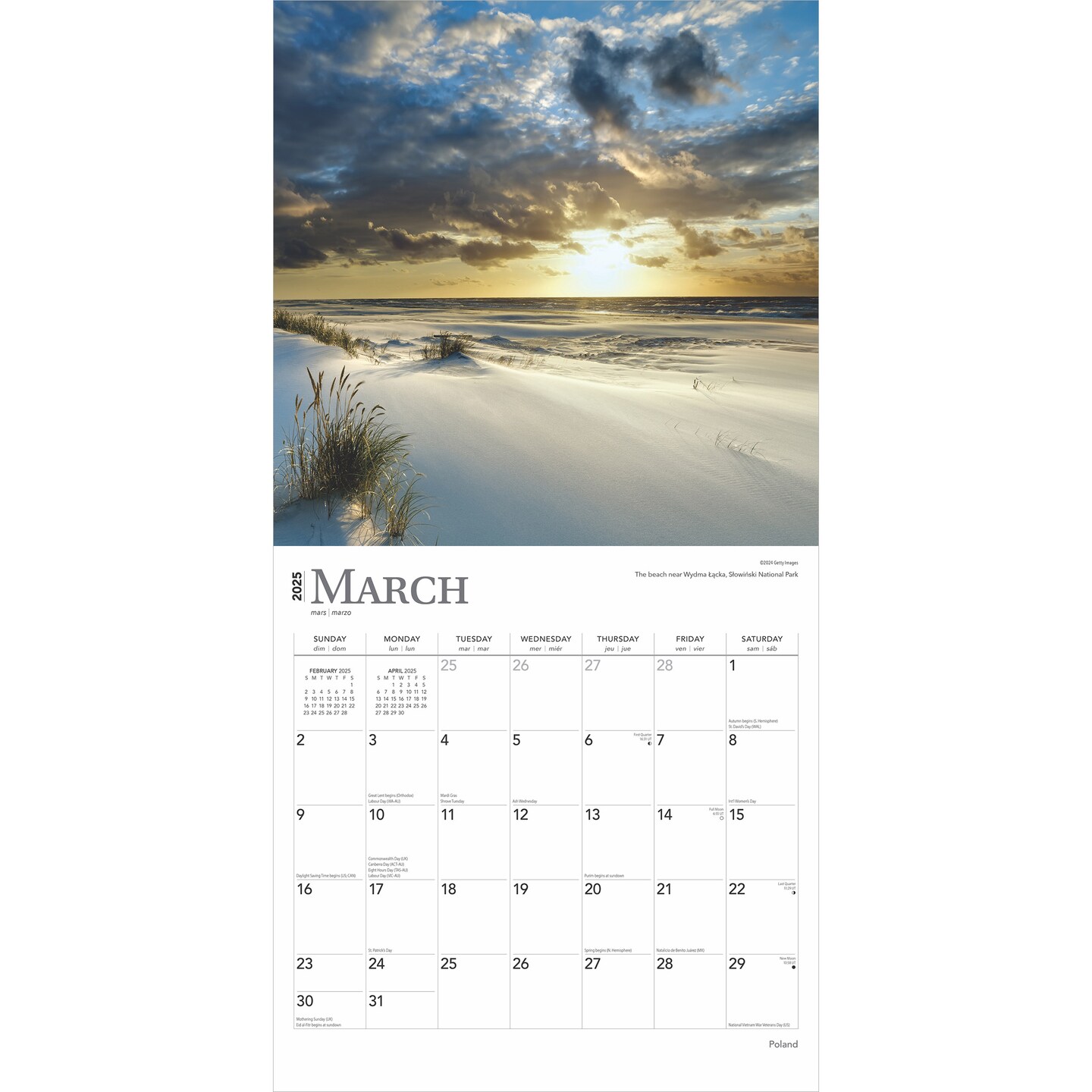 Poland | 2025 12 x 24 Inch Monthly Square Wall Calendar | Plastic-Free | BrownTrout | Travel Europe Warsaw