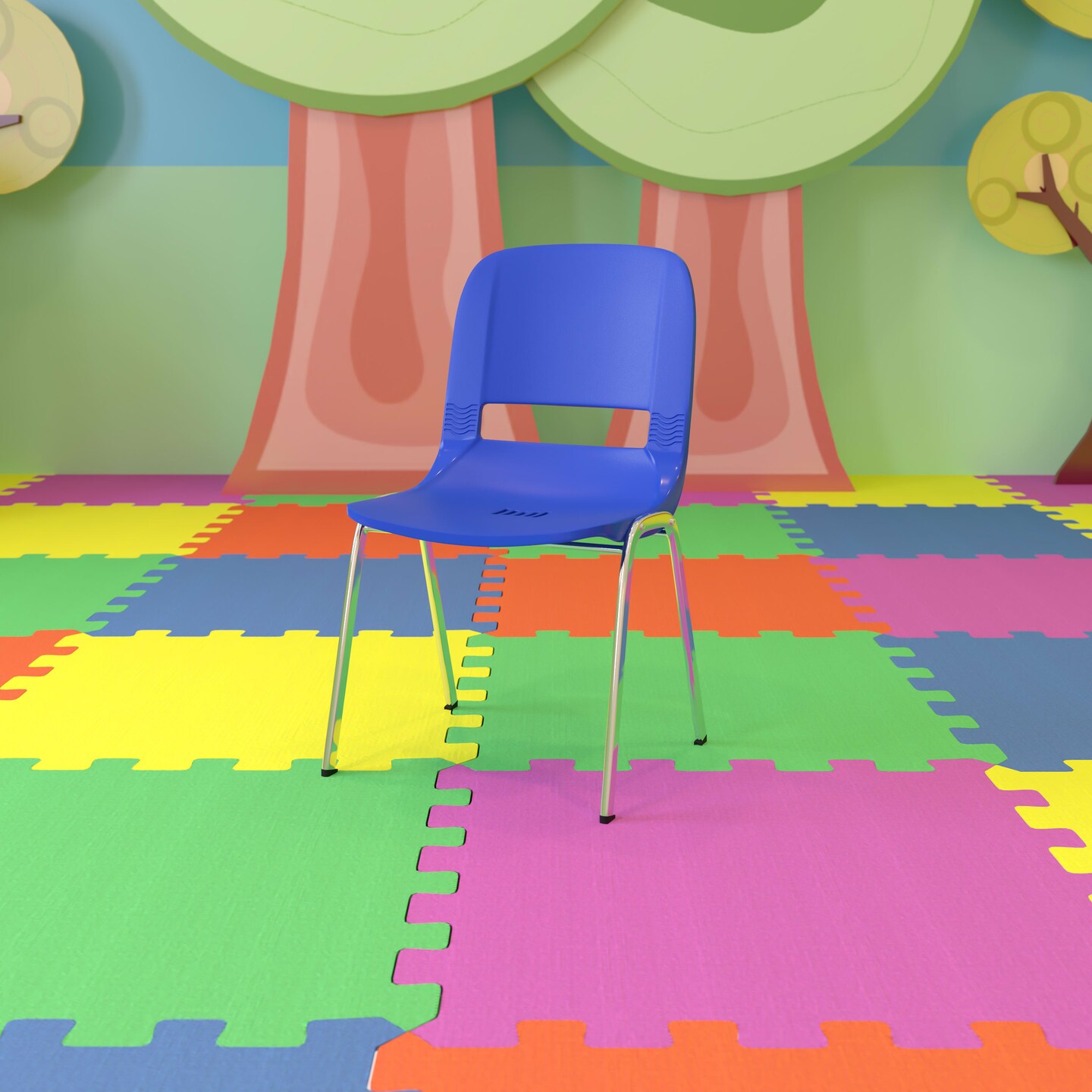 Emma and Oliver Ergonomic Shell Stack Chair - 16&#x22; Seat Daycare Home School