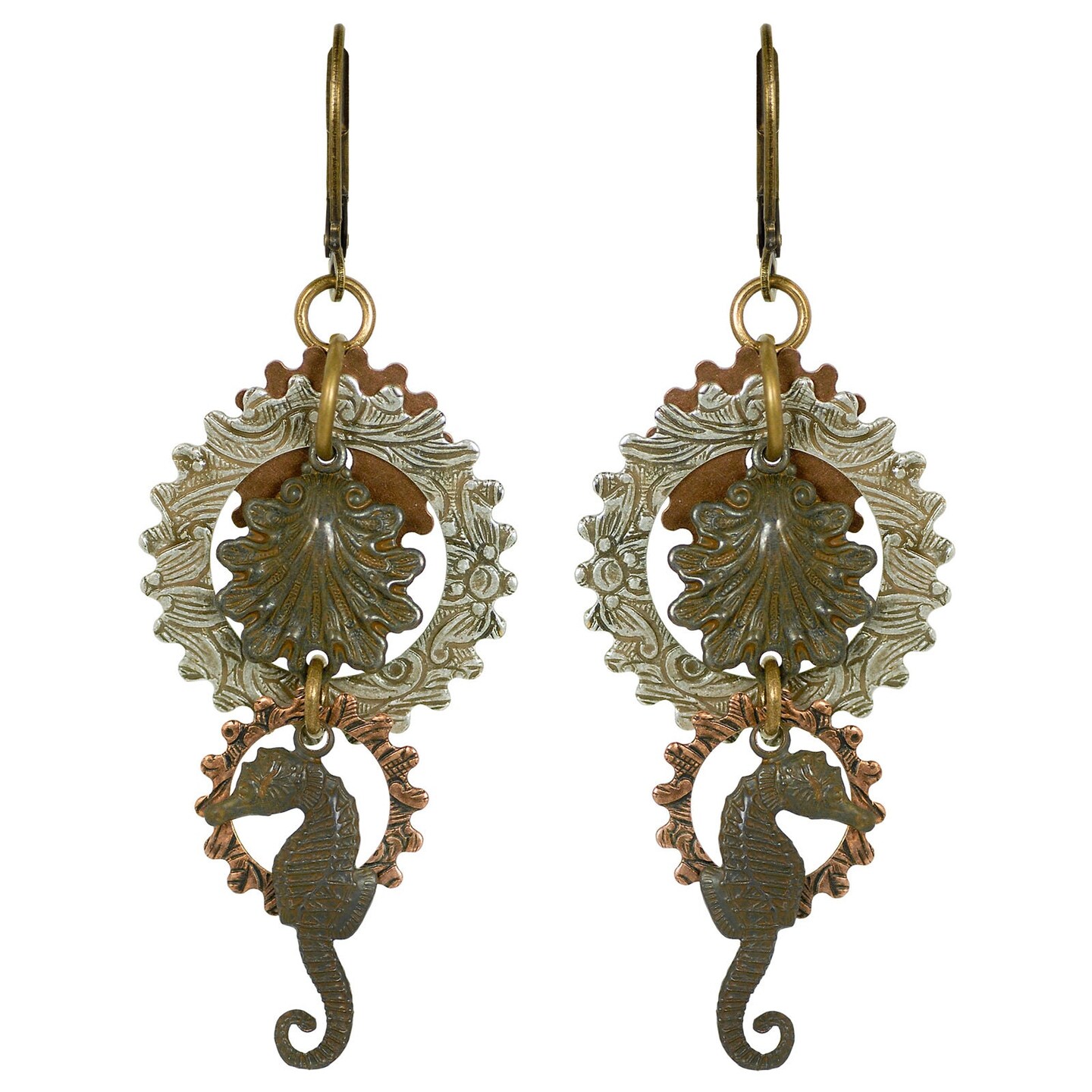 Chocolate Brown Plated Brass Shell Two Ring Connectors - Set of Six - XXX - RB-2C23