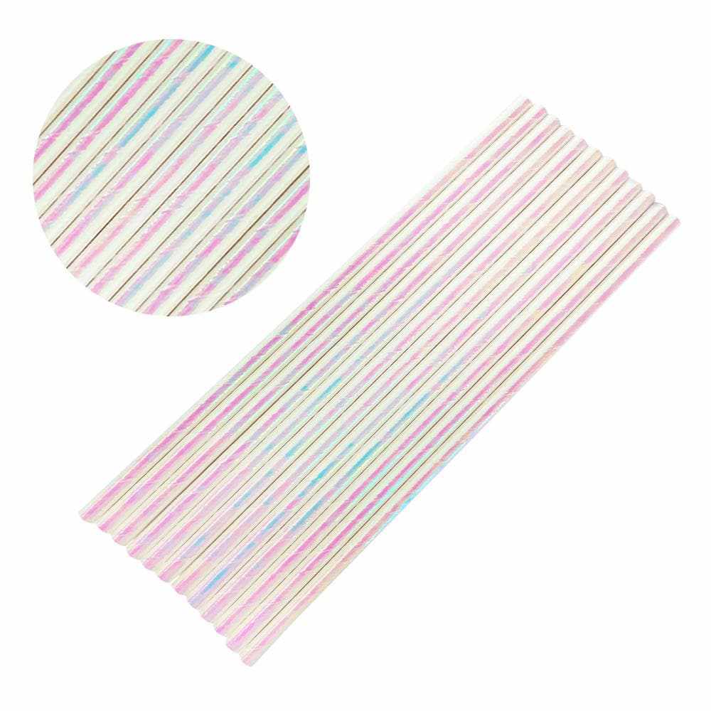 White Iridescent Cake Pop Party Straws