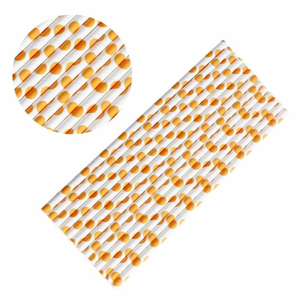 Orange Polka Dot Cake Pop Party Straws