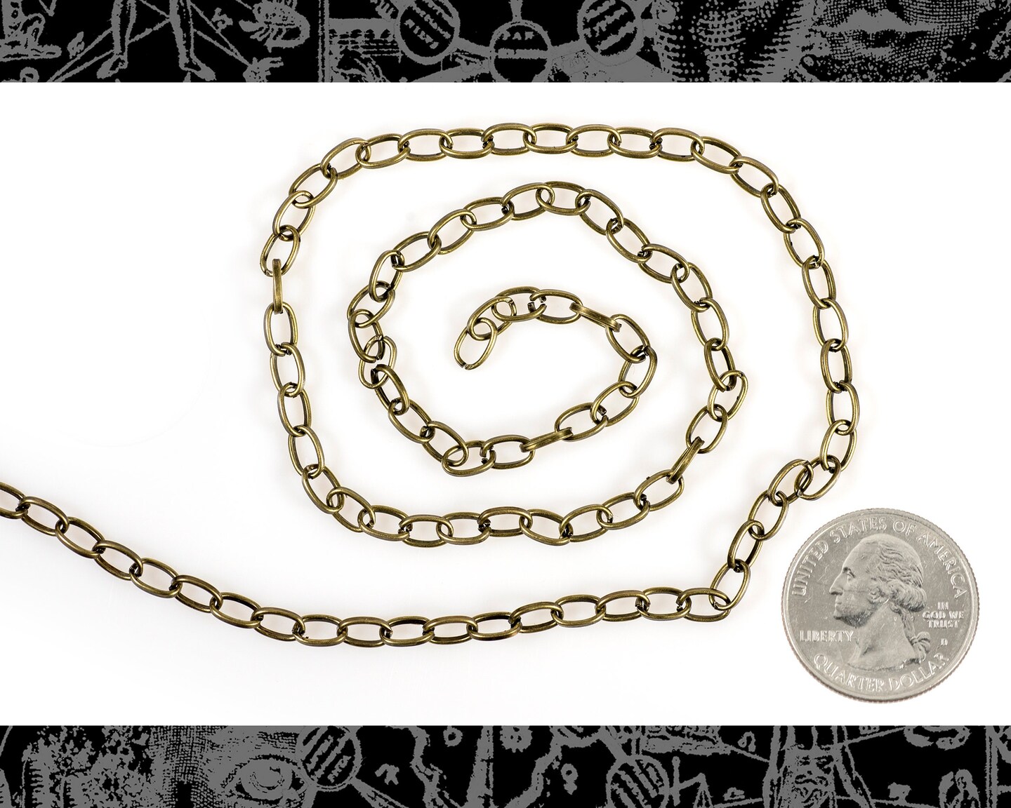 Antiqued Brass Plated Iron Chain Sturdy Oval Link 4mm x 6mm x 1mm - Ten Feet - CH5