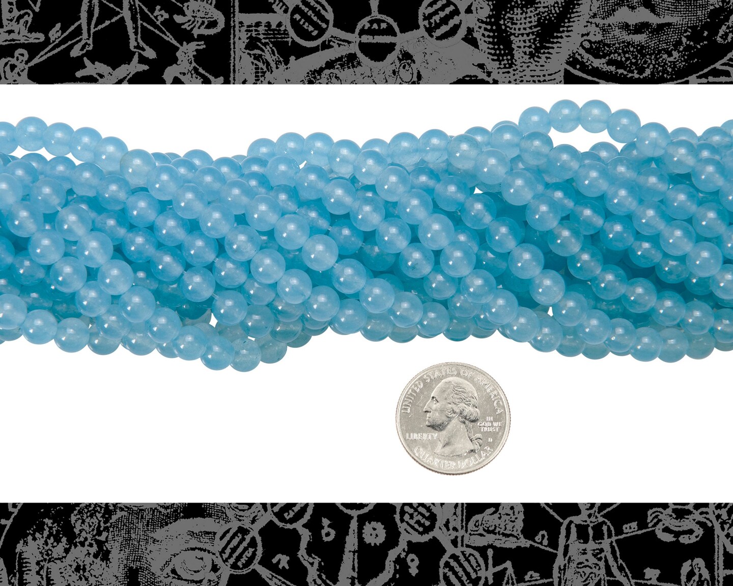 Cornflower Blue 6mm Round Chalcedony Beads - One Strand Bead-B42