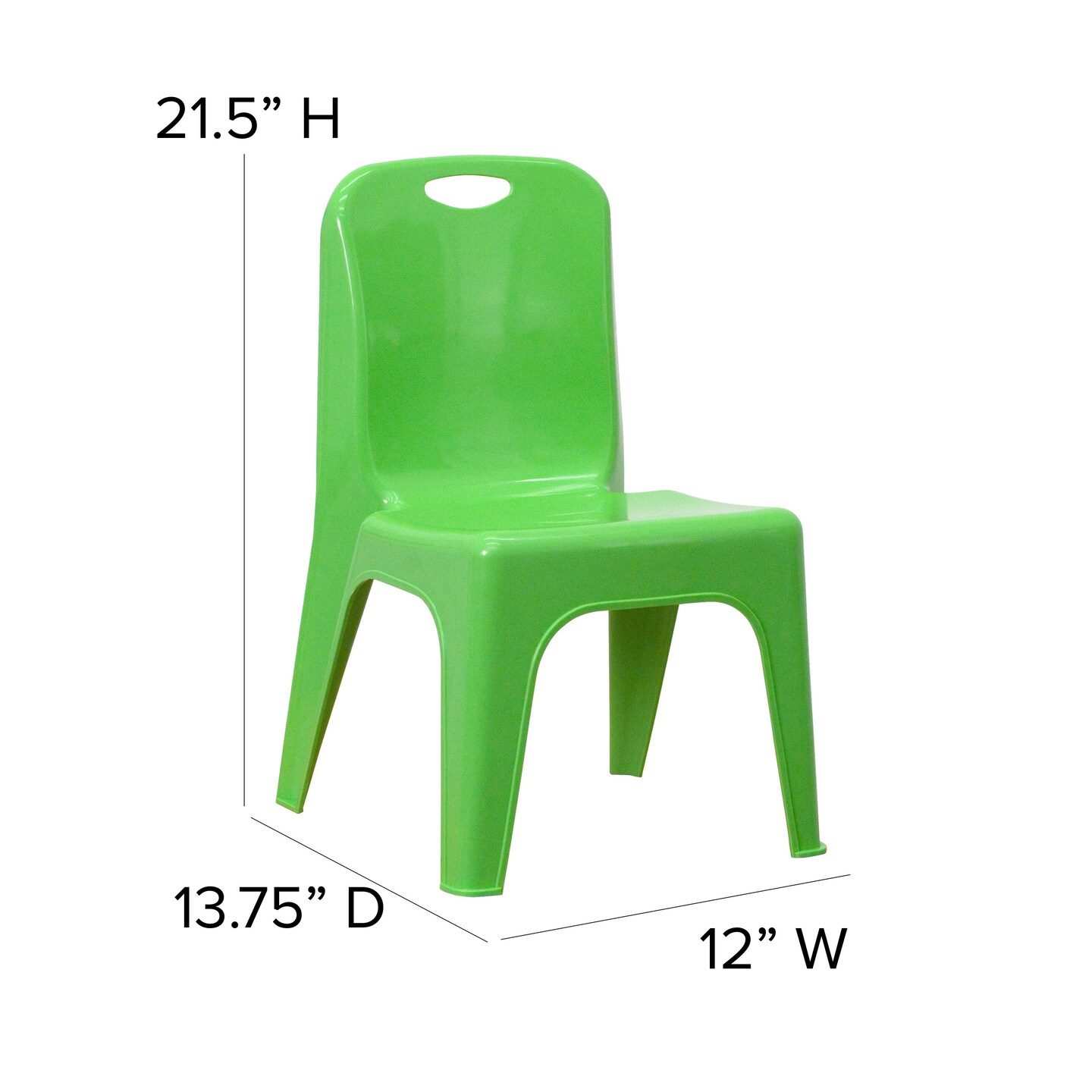 Emma and Oliver 2 Pack Plastic Stackable School Chair with Carrying Handle and 11"H Seat