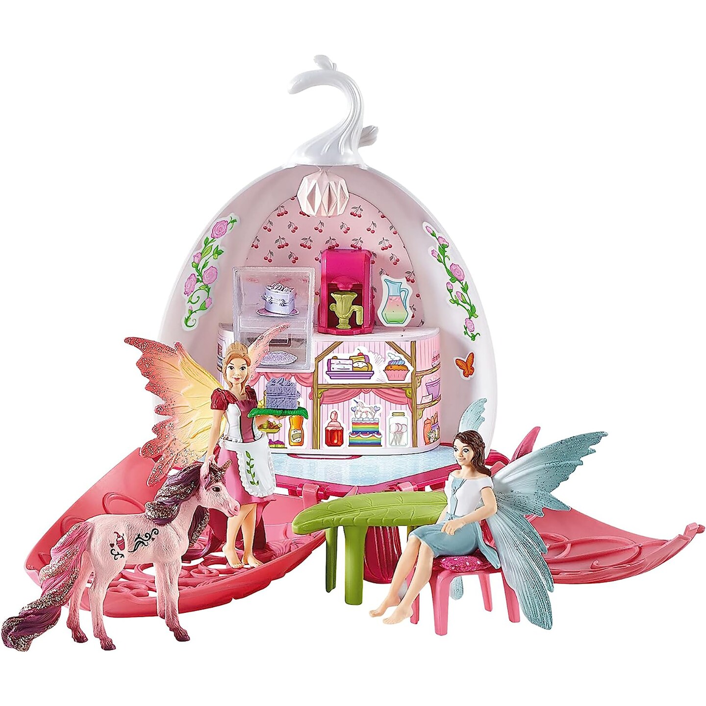 Schleich Bayala: Fairy Cafe Blossom - 21pc Magical Fairy &#x26; Unicorn Figurine Playset, Dollhouse &#x26; Accessories, Enchanted Collectible Toy, Kids Ages 5+