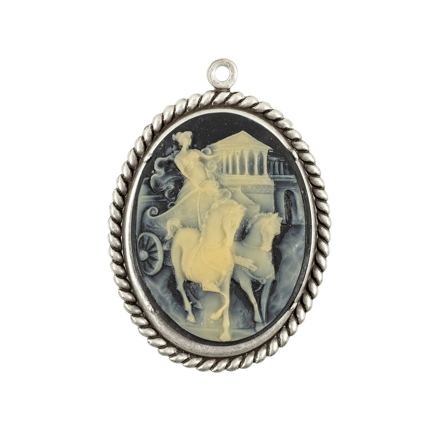 Black and Ivory Athena in Chariot Cameos 30mm x 40mm Cameos -Set of Two - CAM220