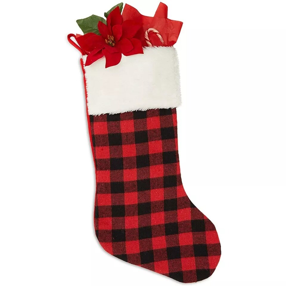 4 Pack Buffalo Plaid Christmas Stockings for Holiday Home Party Decoration 19.6”