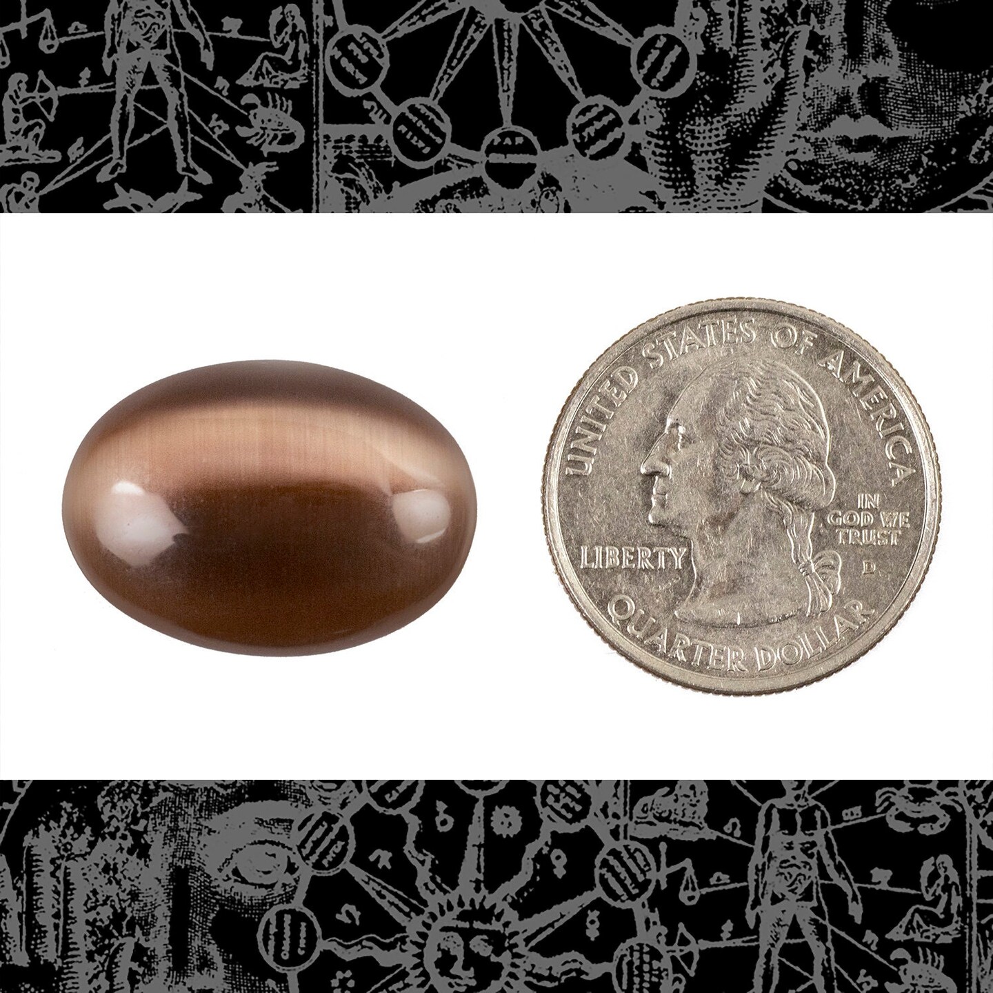 Brown 25mm x 18mm Cats Eye Glass Cabochons - Set of Two - STC04