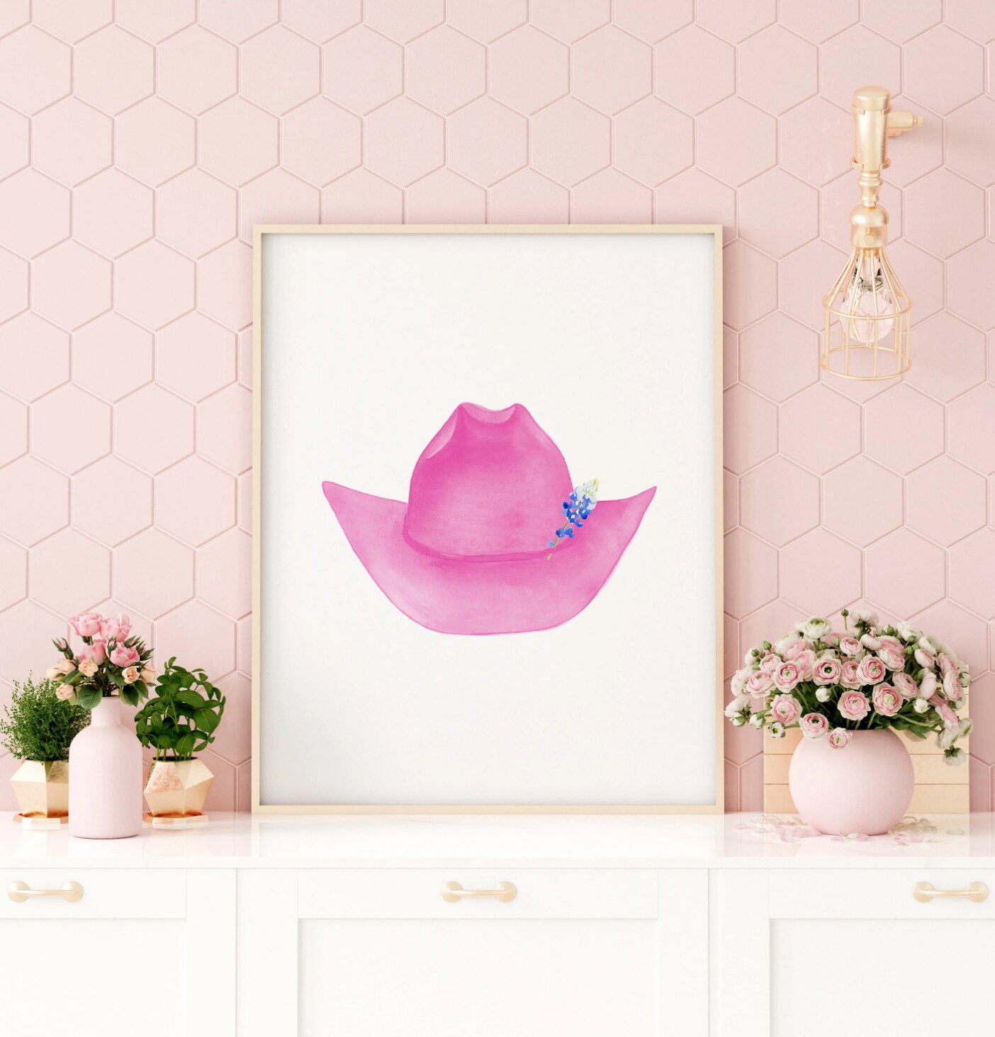 Watercolor Maroon Cowgirl Hat Art Print, Western Wall Art, Berry Cowgirl Hat Print, Western Cowboy Hat, Texas Home Decor, Country Home Decor