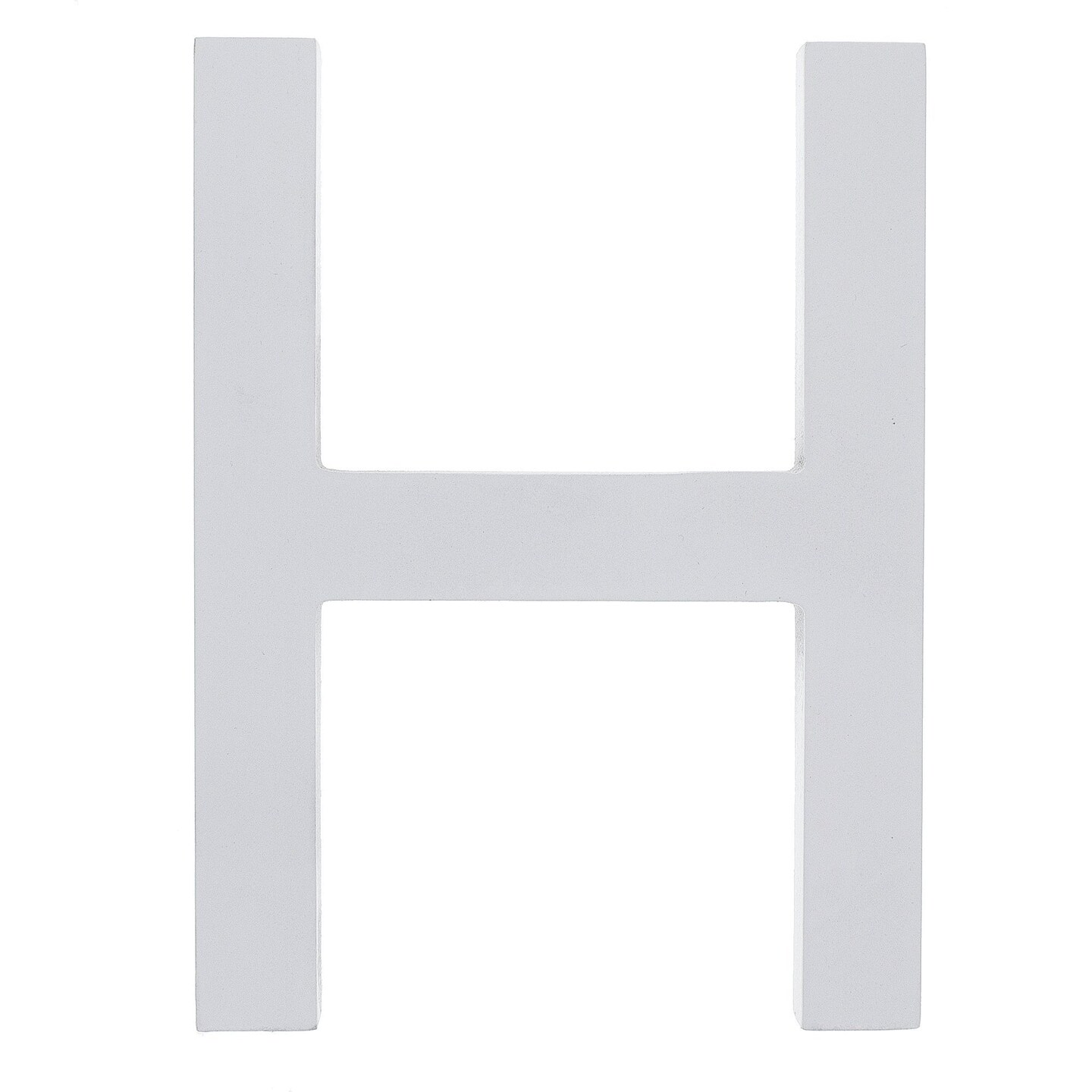 Arial Font White Painted MDF Wood Letter H (6 Inches)