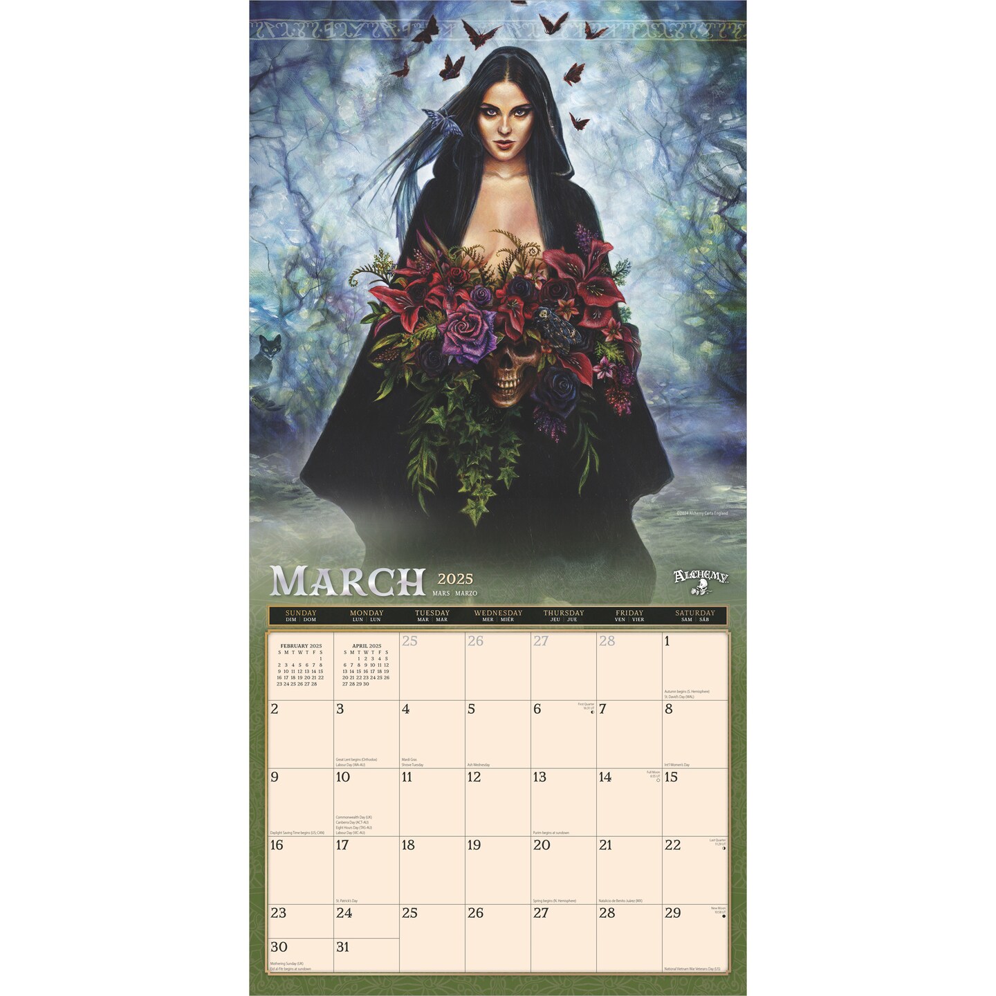 Alchemy Witches OFFICIAL | 2025 12 x 24 Inch Monthly Square Wall Calendar | Plastic-Free | BrownTrout | Manchester Artists Anti Jewellery Design