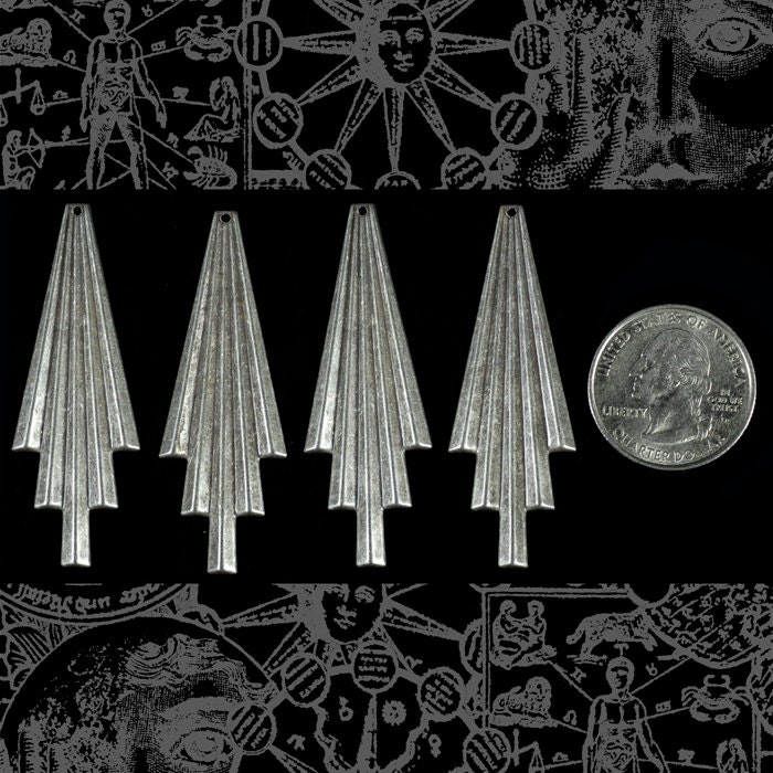 Antiqued Silver Plated Brass Comet Trail Charms - Set of Six - S-C43