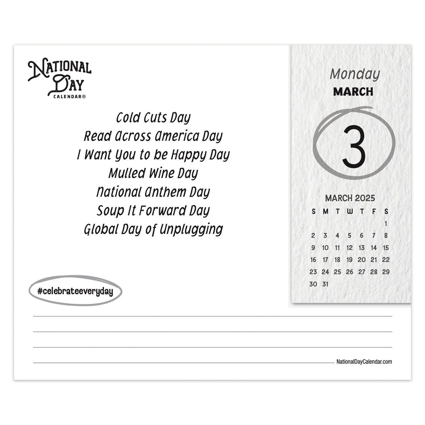 National Day OFFICIAL | 2025 6 x 5 Inch Daily Desktop Box Calendar | New Page Every Day | BrownTrout | Holidays Everyday