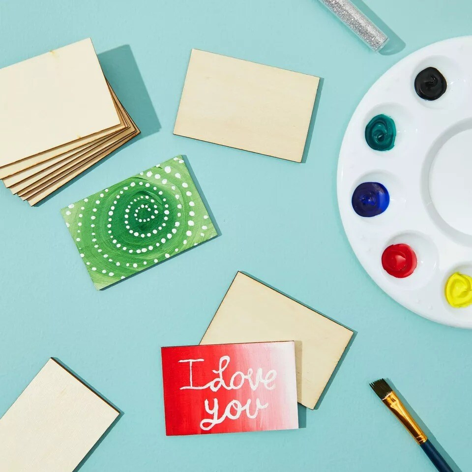 60 Pack Unfinished Wood Rectangles for Crafts, 2x3 Wooden Pieces for Painting