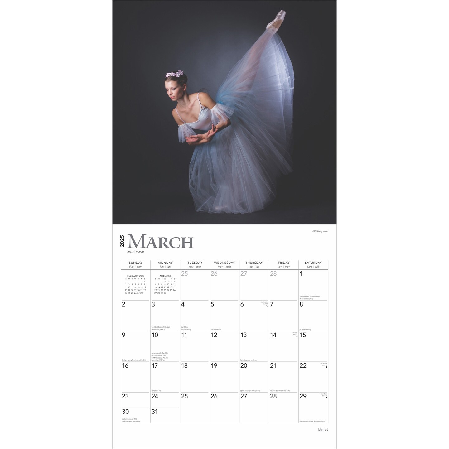 Ballet | 2025 12 x 24 Inch Monthly Square Wall Calendar | Foil Stamped Cover | Plastic-Free | BrownTrout | Performance Dance