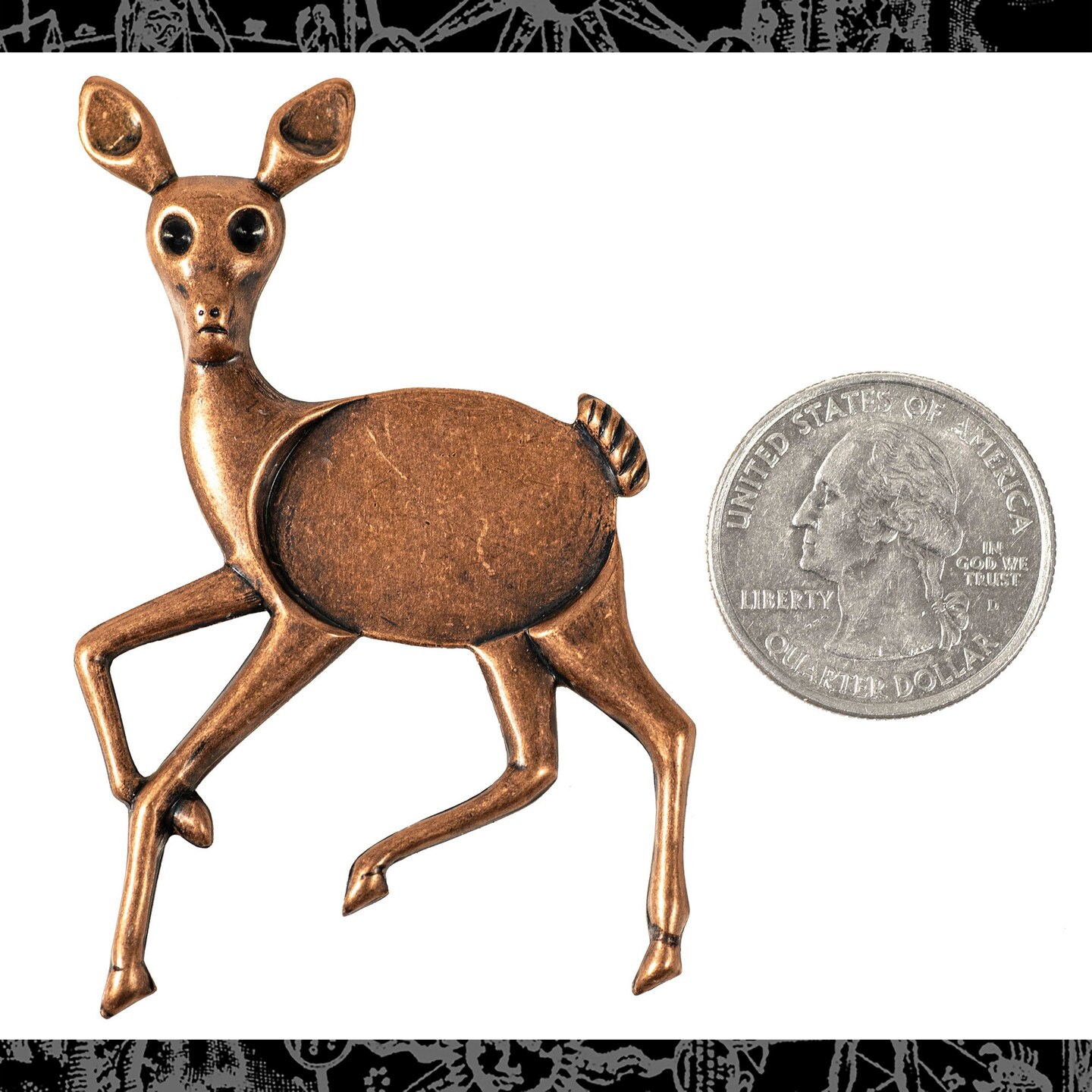 Antiqued Copper Plated Brass Vintage Deer Pendant with Setting - C-P109