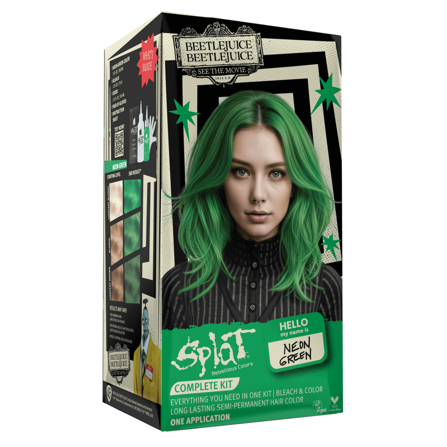 Beetlejuice Beetlejuice Neon Green - Semi-Permanent Hair Dye Complete Kit with Bleach