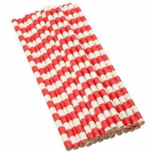 Red and White Stripes Cake Pop Party Straws