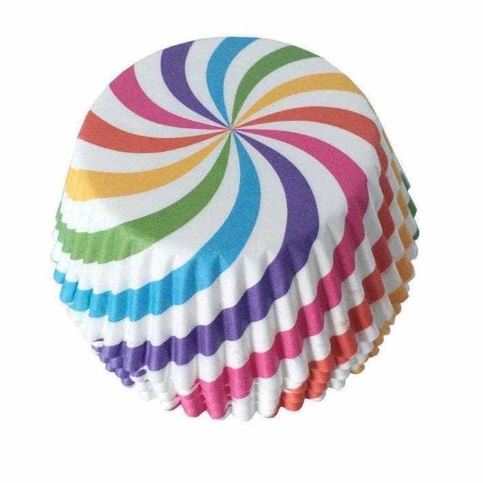Rainbow Swirl Print Pattern Standard Size Cupcake Wrappers &#x26; Liners | 25 PC Set