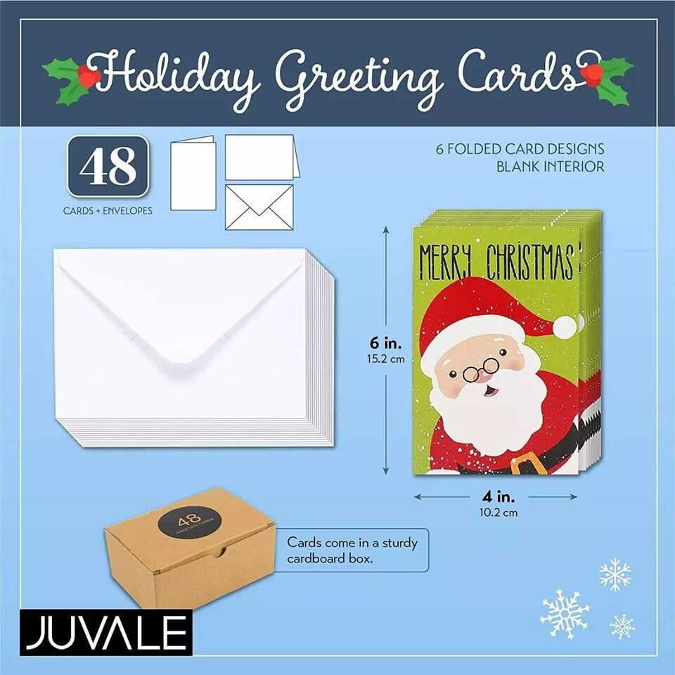 48x Christmas Cards with Envelopes, Classic Character Greeting Cards Bulk 4x6&#x201C;
