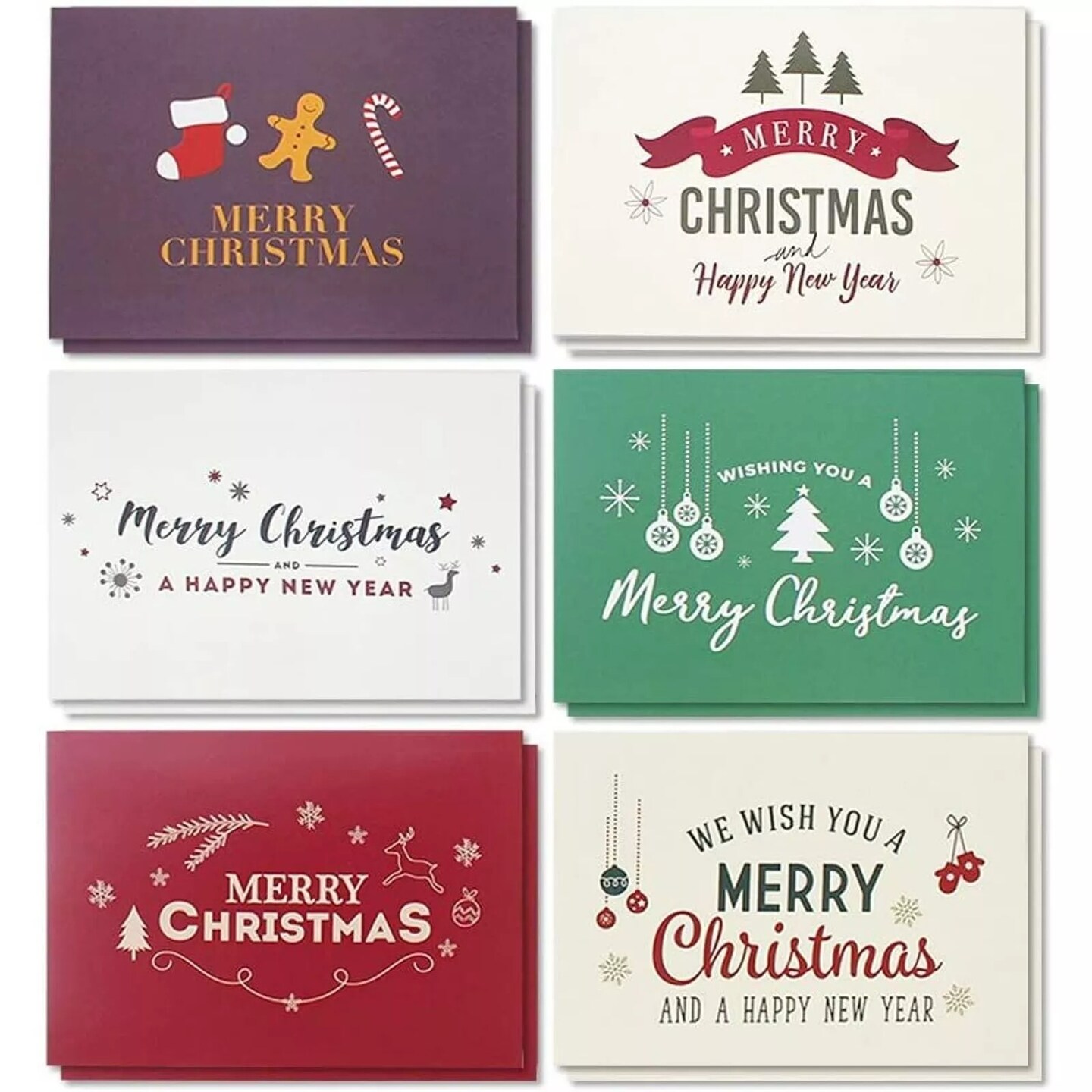 48x Christmas Cards with Envelopes, Retro Modern Blank Greeting Cards Bulk 4x6&#x201C;