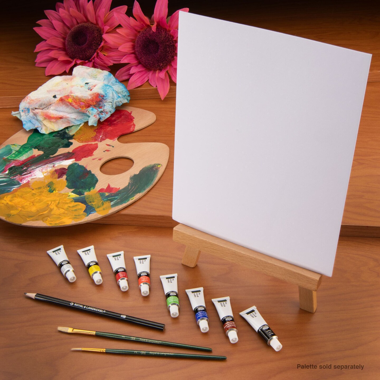 REA5406 | Oil Paint A-Frame Easel Art Set - 13pc