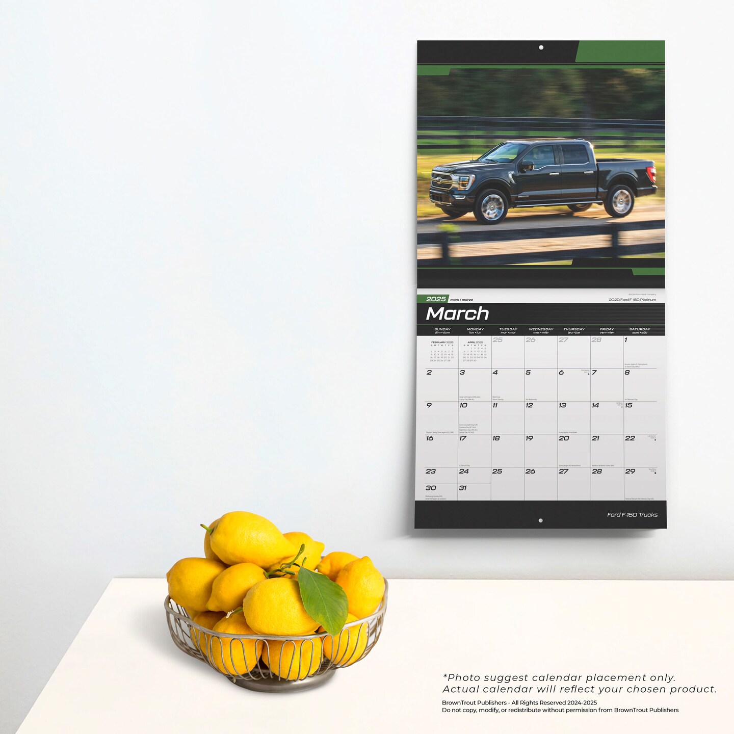 Ford F150 Trucks OFFICIAL | 2025 12 x 24 Inch Monthly Square Wall Calendar | Plastic-Free | BrownTrout | Automotive Manufacturer F-Series