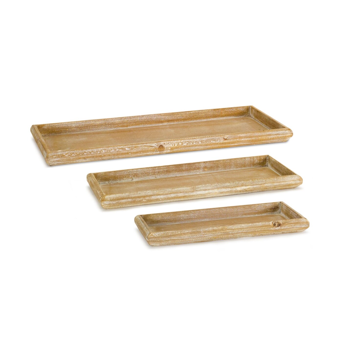 Melrose Wooden Tray - 19.25&#x22; - Beige - Set of 2