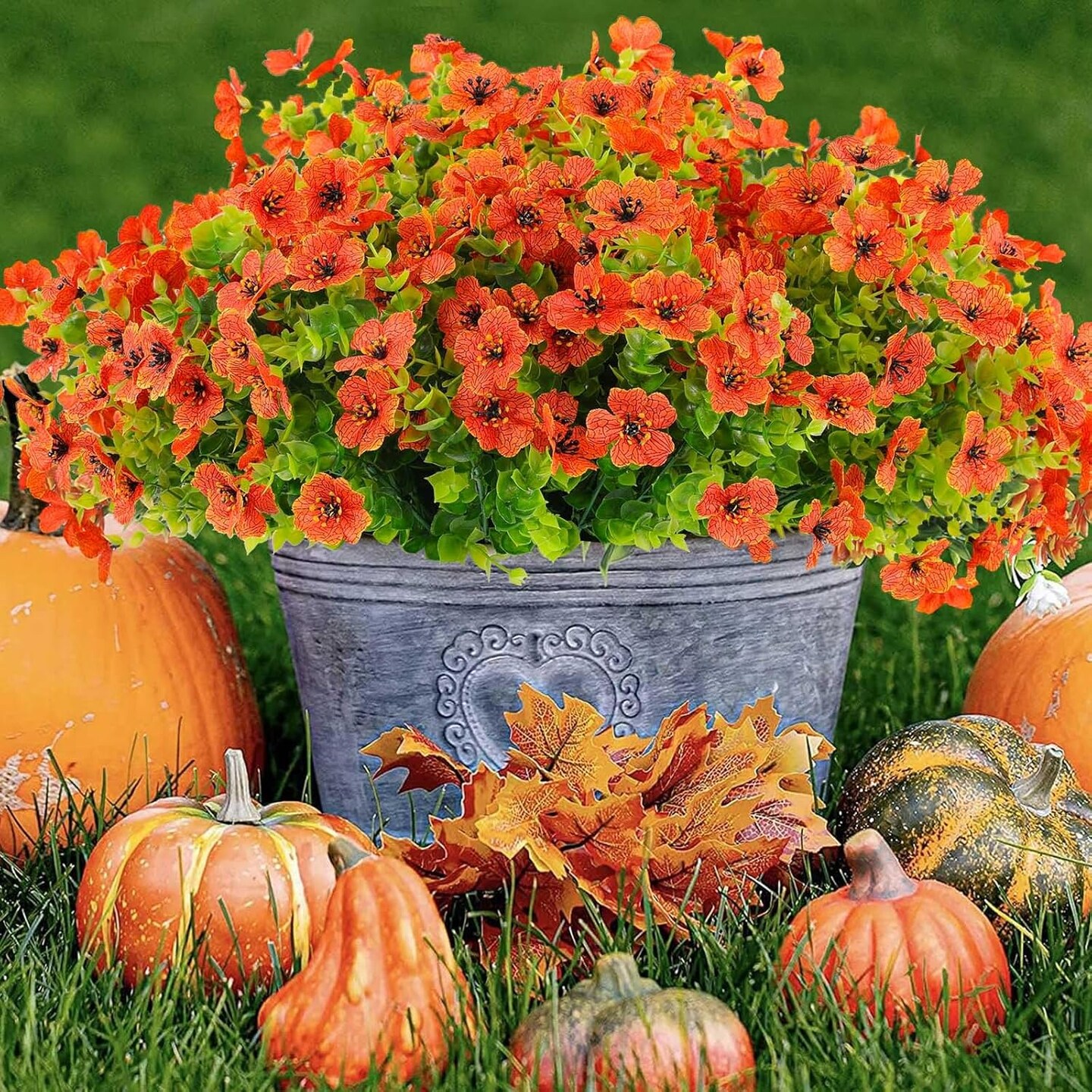 18 Pcs Artificial Mums Flowers Outdoor Plastic Fall Flowers for Porch Window Box Farmhouse Thanksgiving Home Decor