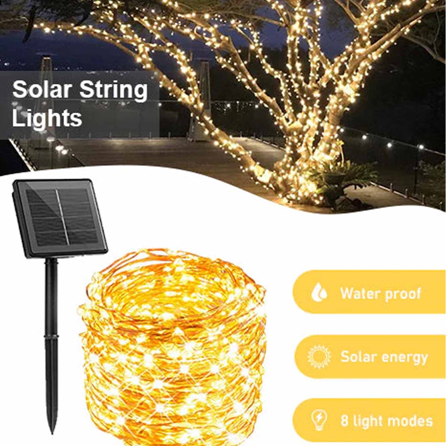 Solar Powered LED Copper Wire Fairy Light