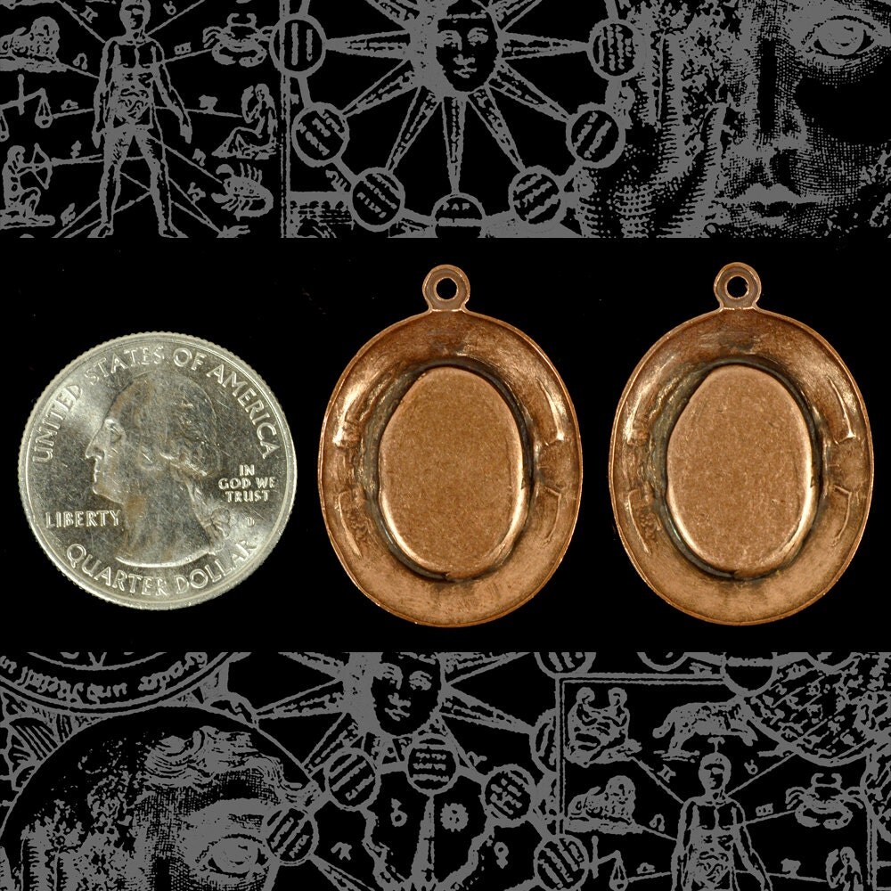 Feminine Floral Antiqued Copper Plated Brass Cameo Frames for 13mm x 18mm - Set of Two - C-F34