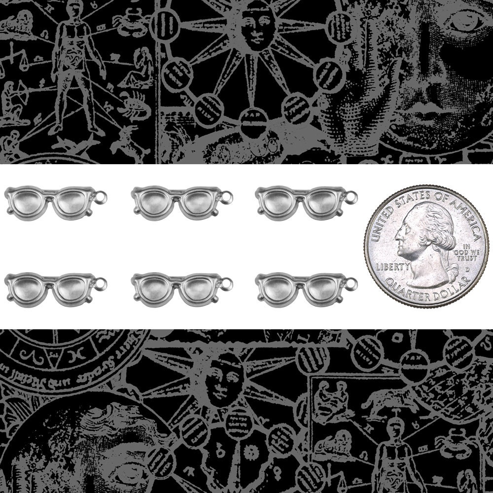 Antiqued Silver Plated Brass Sunglasses Charms - Set of Six - S-C207