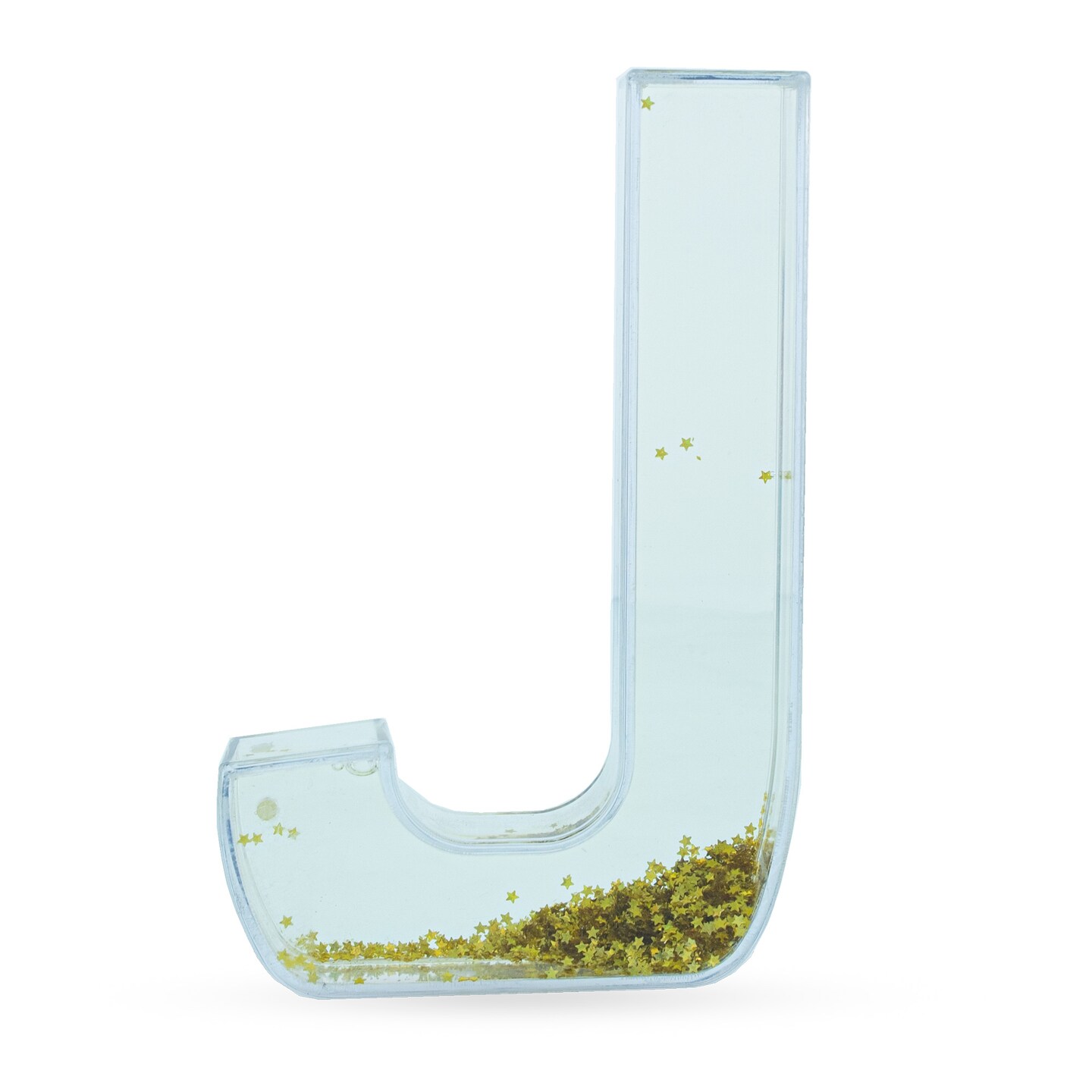 Letter J Glitter-Filled Acrylic Snow Globe